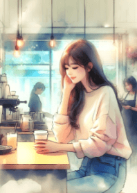 可愛的女孩和咖啡V.14