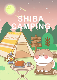 可愛寶貝柴犬-在星空下露營野餐(夕陽-米色