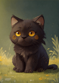 A cute little black cat
