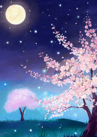 Beautiful night cherry blossoms#1388