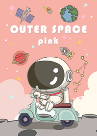 浩瀚宇宙-可愛寶貝太空人-摩托車-粉紅星空2