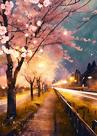 Beautiful night cherry blossoms#2184