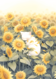 Cat and sunflower