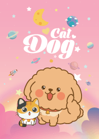 Cat&Dog Cloud Galaxy Pink Lady