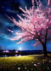Beautiful night cherry blossoms#360