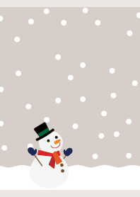 snow and snowman on beige & gray