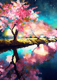 Beautiful night cherry blossoms#835