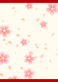 春の桜 赤とベージュ