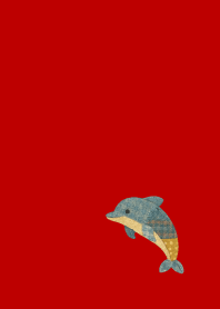 Dolphin Outing on red & beige