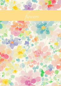 Pastel flowers on brown & yellow
