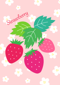 귀여운 딸기 꽃과 과일