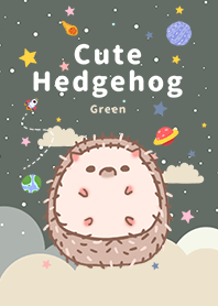 misty cat-Cute Hedgehog Galaxy green