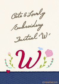 Cute & Lovely embroidery Initial 'W'