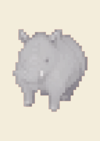 Rhinoceros Pixel Art Theme  Beige 03