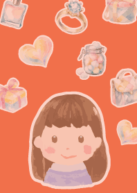 Girly girl on red & yellow