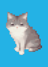 黒いネコのドット絵のきせかえ Blue 04