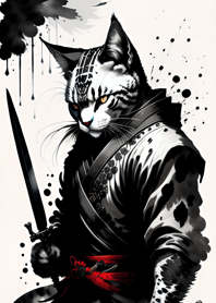Ink wash cat samurai B6f70e
