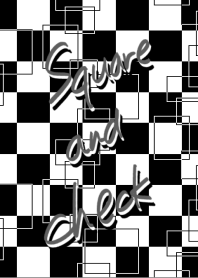 四角とチェック柄