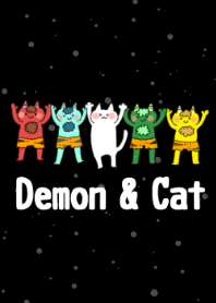 Colorful demon and White cat