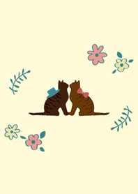情侶貓咪花朵