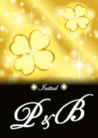 P&B イニシャル 金運UP!ゴールドクローバー