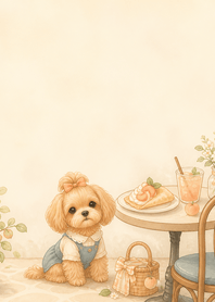 Copper Maltese Peach Crepe Cafe