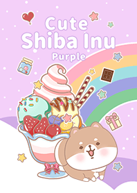 冰淇淋星空 可愛寶貝柴犬 紫色