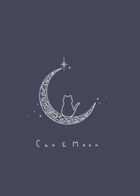 Cat & Moon / navy black