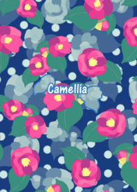 Pink camellia -Retro polka dots-