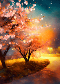 Beautiful night cherry blossoms#2933