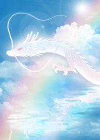 summer sky rainbow and white dragon