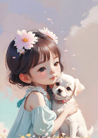 Little girl and dog   97b09C