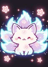 Dreamy blue-glow nine-tailed fox