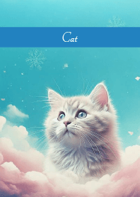 Cat above the clouds blue