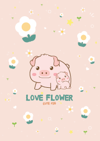 Pig Love Flower Sweet