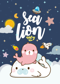 Sea Lion Lovely Galaxy Navy Blue