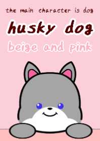 husky dog theme2 pink and beige