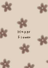 Natural beige watercolor brown flowers.