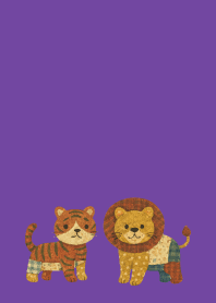 Lion and Tiger on purple