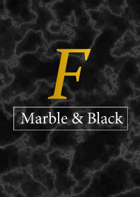 【F】イニシャル 大理石モノトーン黒