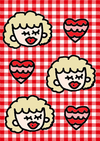 Catherine and heart x red check