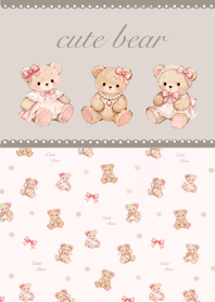 Cute Bear Sweet Pink-beige