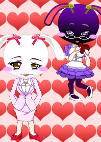 น่ารักสาวกระต่ายวันสีขาวสีขาวและสีม่วง