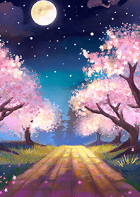 Beautiful night cherry blossoms#1169