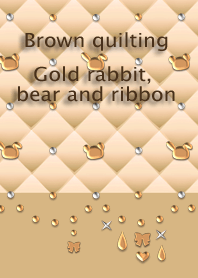 Brown quilting(Gold rabbit, bear,ribbon)