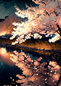 Beautiful night cherry blossoms#2333