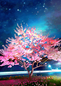 Beautiful night cherry blossoms#1495