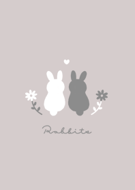 うさぎとお花。ライトベージュ