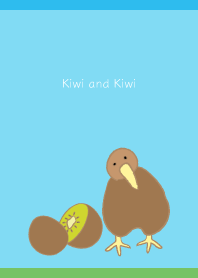 Kiwi and Kiwi on blue