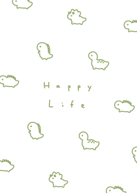 小さな恐竜．白と緑